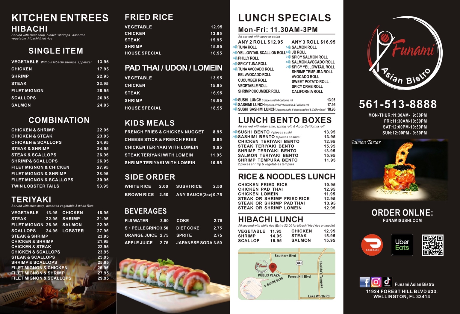 Funami kitchen and lunch menu